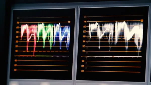 Blurry images of telecine controller machine monitor