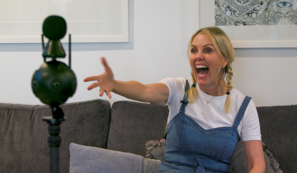 Lisa excited to tell her stories to Marvin the 360 3D camera